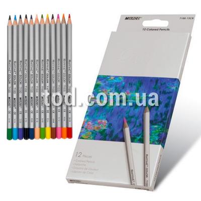 Карандаши цветные 12 цветов 7100-12СВ, серая карт.упаковка, Raffine, Marco