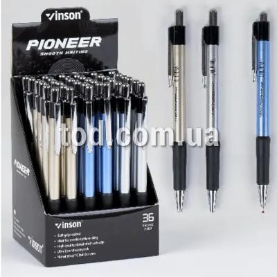 Ручка масляная, автомат, синяя, 0.7мм, Арт.50SF, Vinson, Имп