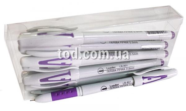 Ручка гелевая, фиолетовая, 0,5мм, #801, Leader