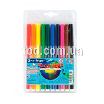 Фломастеры 10 цветов, смываются, 7550/10, CD