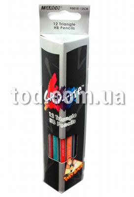 Карандаш графитный, 9001Е-12СВ Grip-Rite, треугольный с ластиком, Marco
