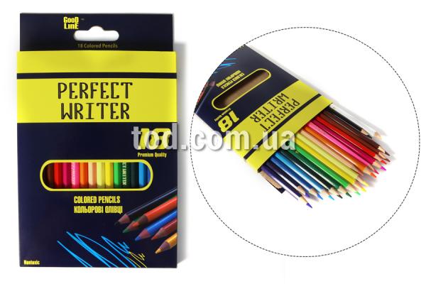 Карандаши цветные, 18 цветов &quotPerfect Writer", шестигранные, GOOD LINE