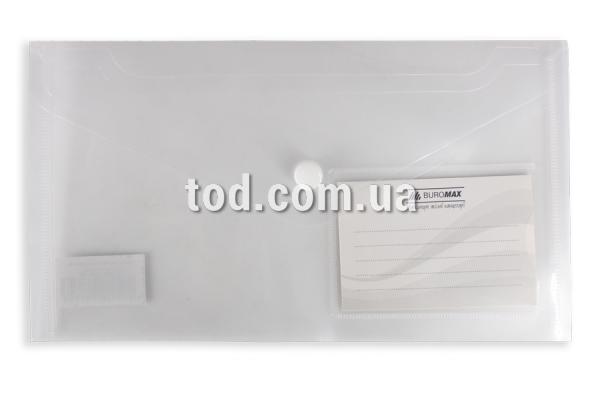 Папка-конверт DL на кнопке, ассорти, гладкий пластик, полупрозр., 170мкр, ВМ.3938