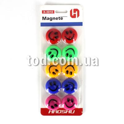 Магниты для доски, 10шт./уп., диаметр 3см, 5 цветов, T-3010, Iмп