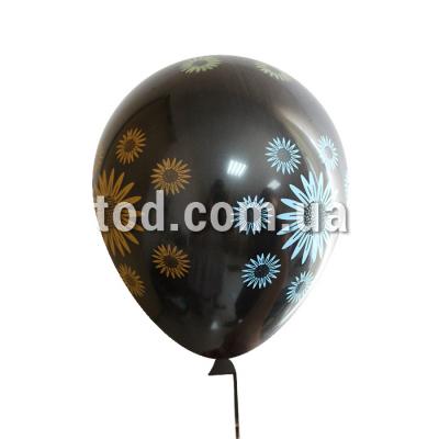 Шарики воздушные, 12", (04) черные, Цветы, 100шт./уп., Gemar