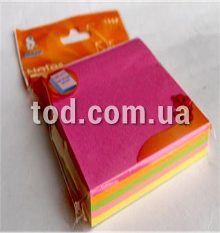 Блок бумаги для записей, клеенный, 76*76мм, 100л., YG-02, неон, 5 цветов, Leader